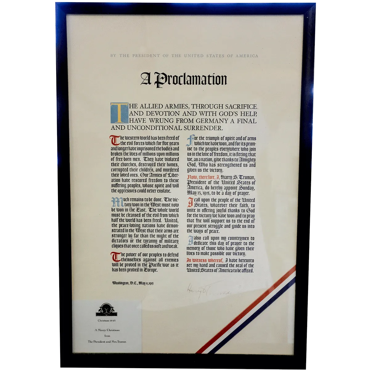 World War II Victory Proclamation Broadside Signed By President Harry S. Truman