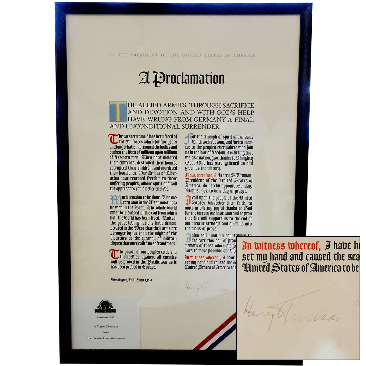 World War II Victory Proclamation Broadside Signed By President Harry S. Truman