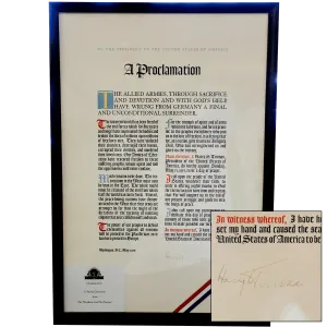 World War II Victory Proclamation Broadside Signed By President Harry S. Truman