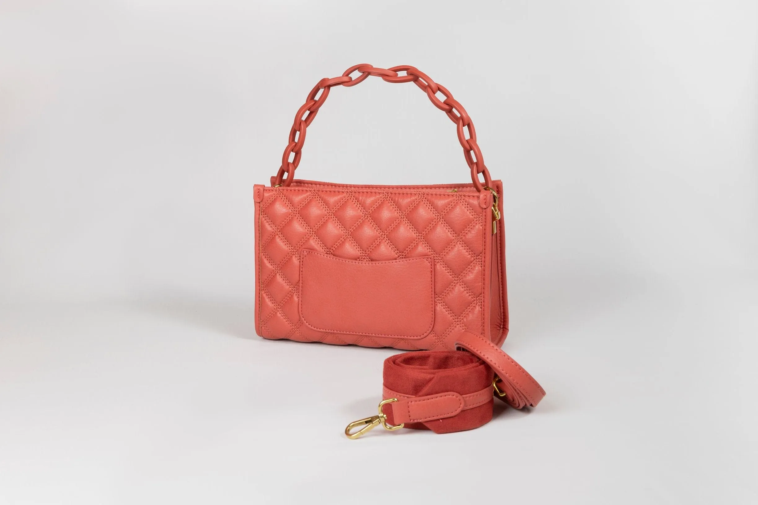 Zeneeba Chain Detailed Leather Handbag